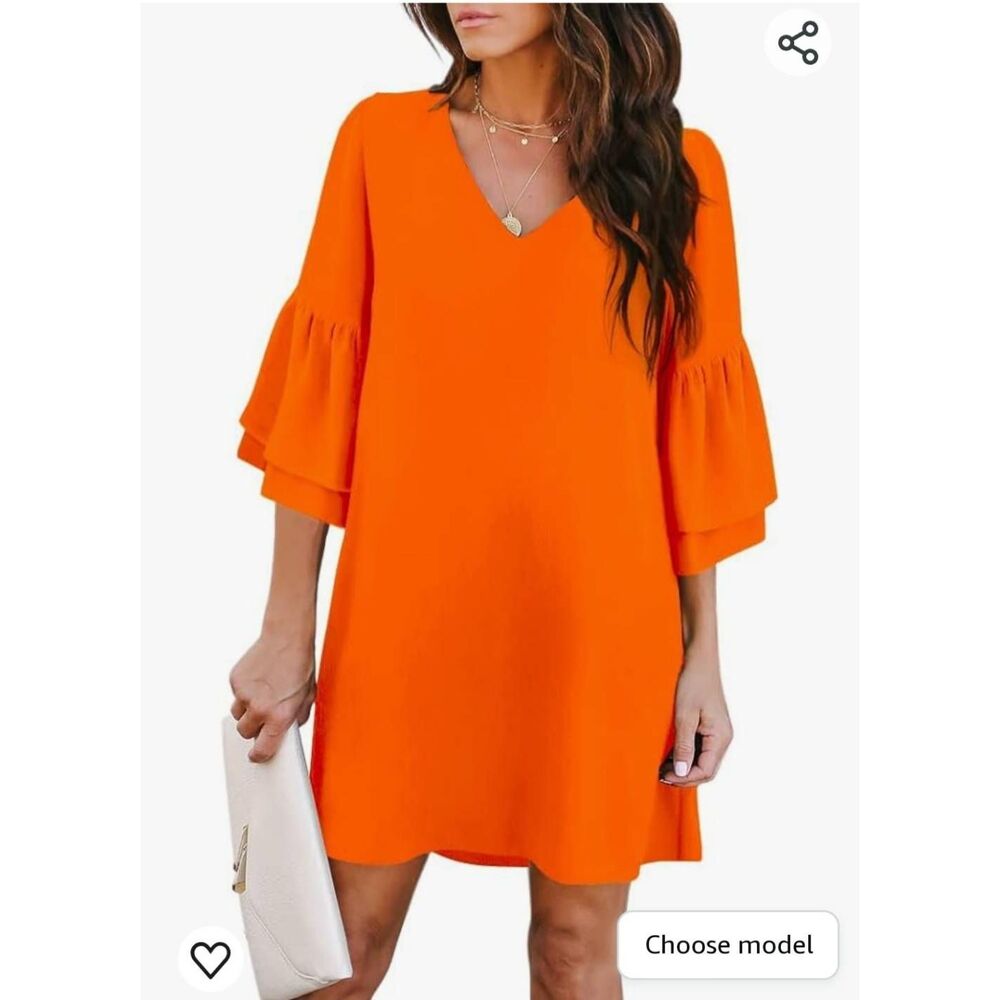 Belongsci Orange Flutter Sleeve Dress Womens Size Medium NEW TAGS